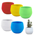 Mini Colourful Round Plastic Plant Flower Pot Garden Home Office Decor Planter Desktop Flower Pots Gardening Accessories