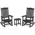 Outdoor Rocking Chairs Set of 3, 2 Chairs & 1 Table HDPS Poly Rocking Chair, All Weather Resistant for Patio, Lawn, Garden, 300