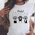 Fashion Women Cartoon Cat Love Pet Lovely Style Shirt Print T-shirts Stylish Short Sleeve Graphic T Top Female Tee T-Shirt