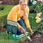 Woman Using Kneeler for Gardening