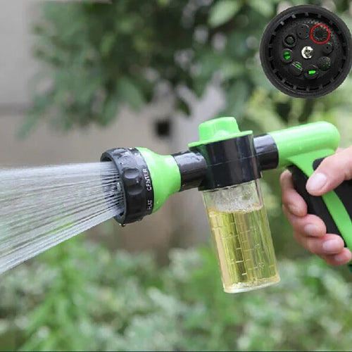 spraying water with product from hose
