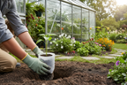 transplanting plant into garden